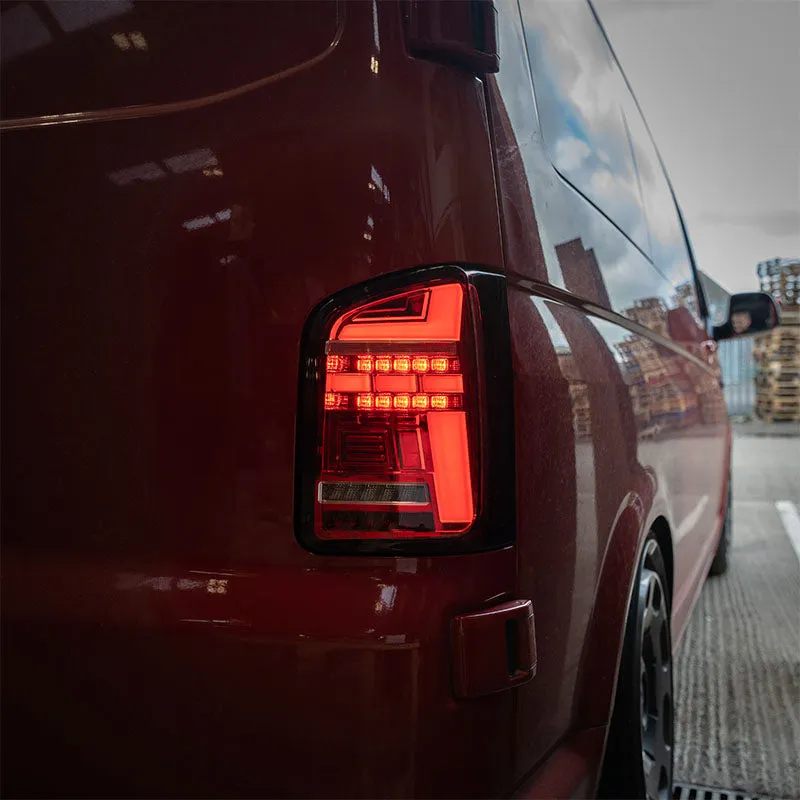 VW T6 – Rear Lights – Sequential Indicator – LED – Barn Door – Red (T6.1 Style)