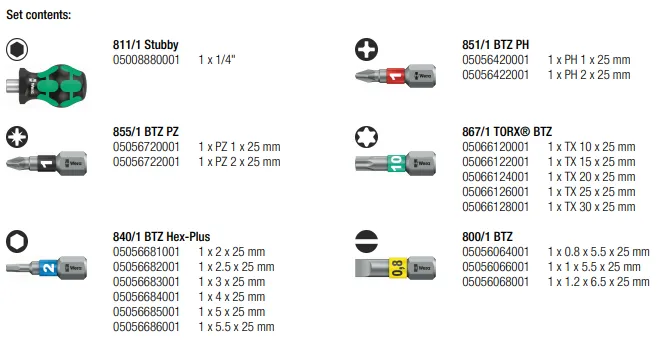 WERA Kraftform Kompakt Stubby 1, 19 pieces