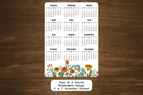 Year At A Glance Calendar Sticker - Wildflowers Design