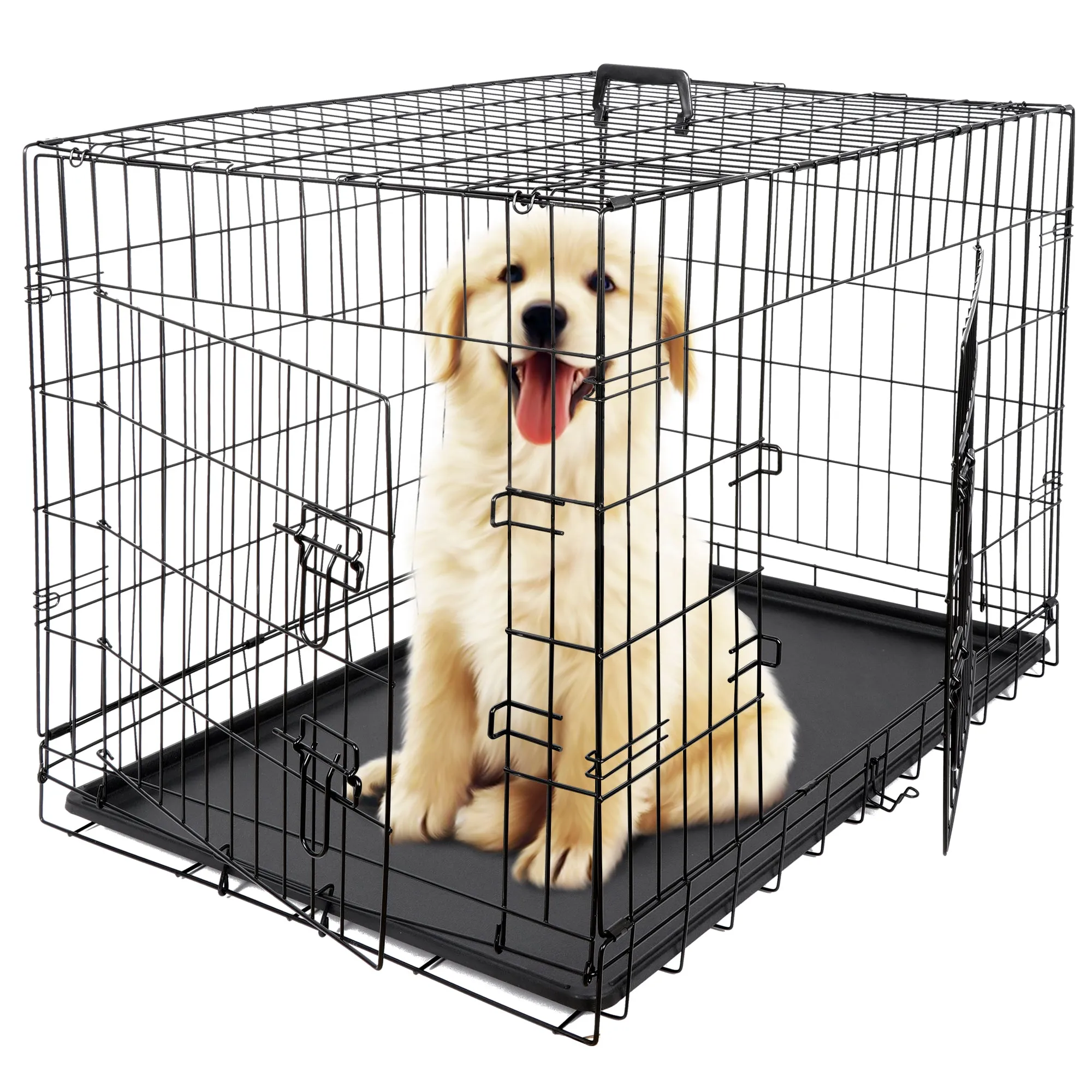 ZENY™ 36 inch Dog Crate Double Door Folding Metal Dog or Pet Crate Kennel