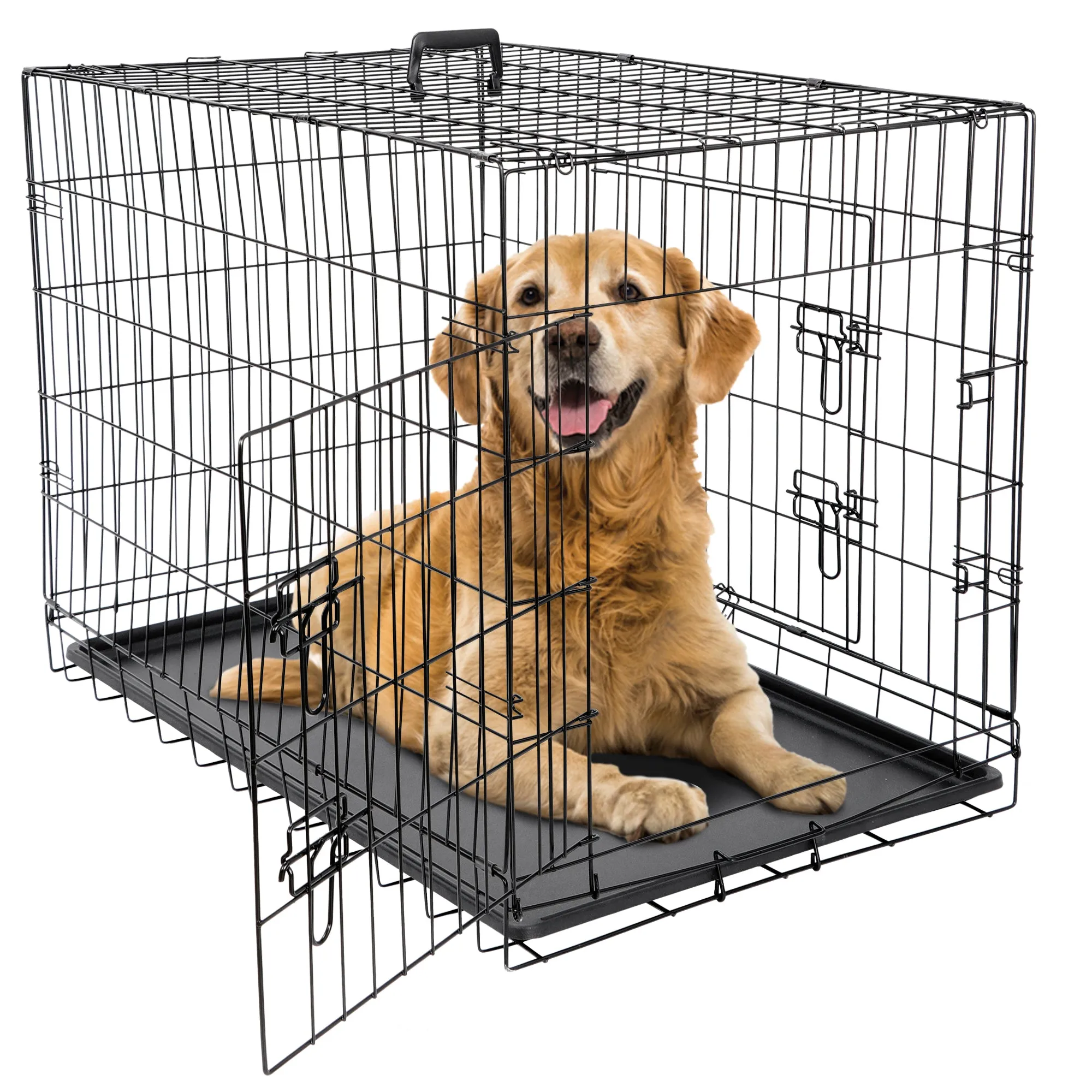 ZENY™ 36 inch Dog Crate Double Door Folding Metal Dog or Pet Crate Kennel