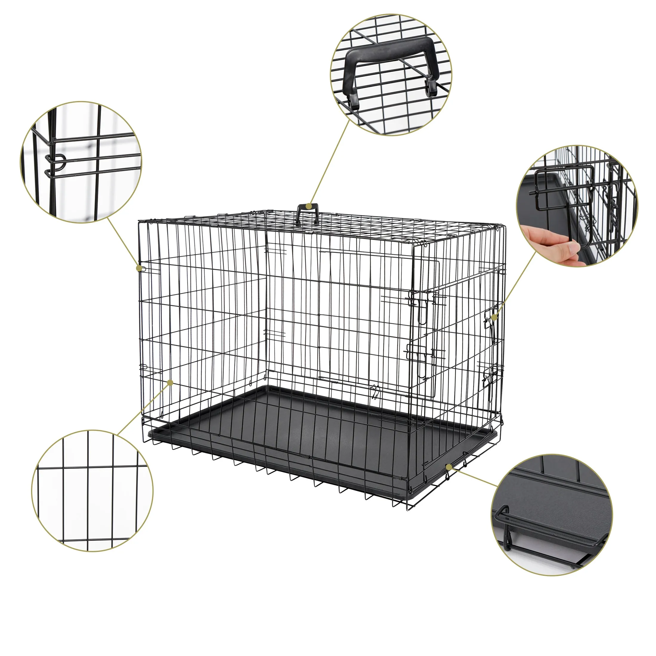 ZENY™ 36 inch Dog Crate Double Door Folding Metal Dog or Pet Crate Kennel