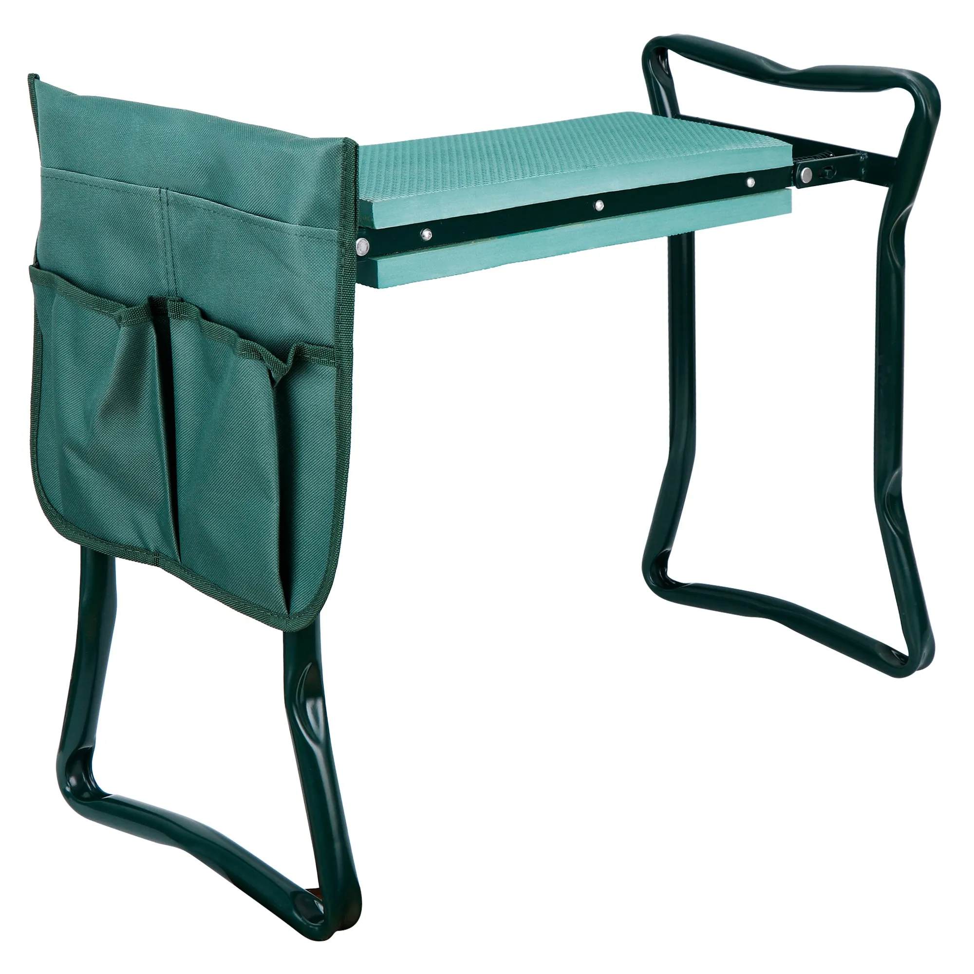 ZENY Folding Garden Kneeler Bench Seat w/Kneeling Pad and Tool Pouch (Green)